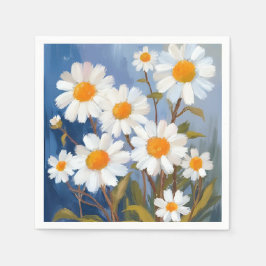Guardanapo De Papel Margaridas Brancas Flores Aquarela Pintadas