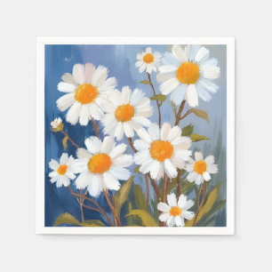 Guardanapo De Papel Margaridas Brancas Flores Aquarela Pintadas