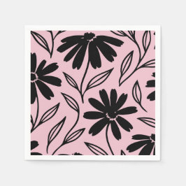 Guardanapo De Papel Margaridas de Tinta Preta Chuveiro de Noiva Boho R