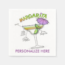 GUARDANAPO DE PAPEL MARGARITA RECIPE COCKTAIL ART