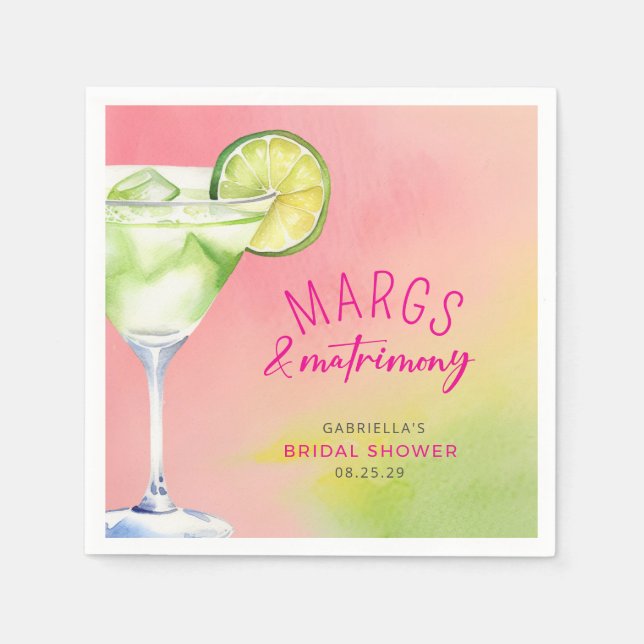 Guardanapo De Papel Margs e Matrimony Cocktail Chá de panela (Frente)