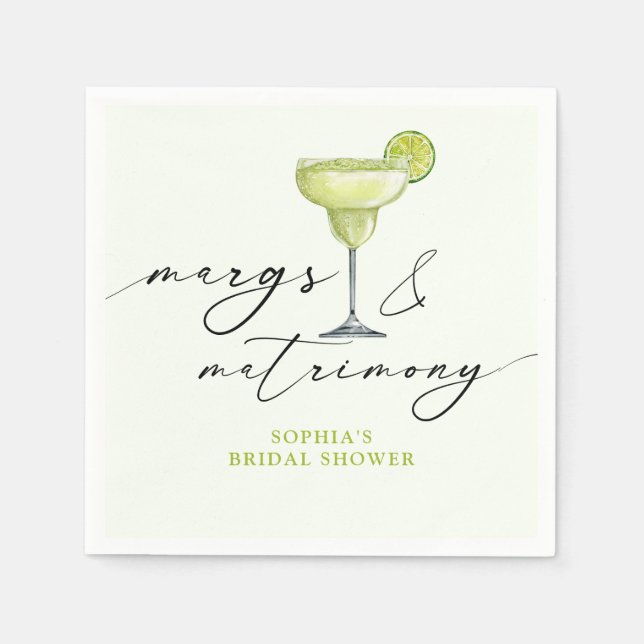 Guardanapo De Papel Margs & Matrimony Green Lime Bridal Shower (Frente)