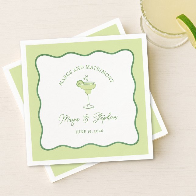 Guardanapo De Papel "Margs & Matrimony" Simple Lime Margarita Wedding (Criador carregado)