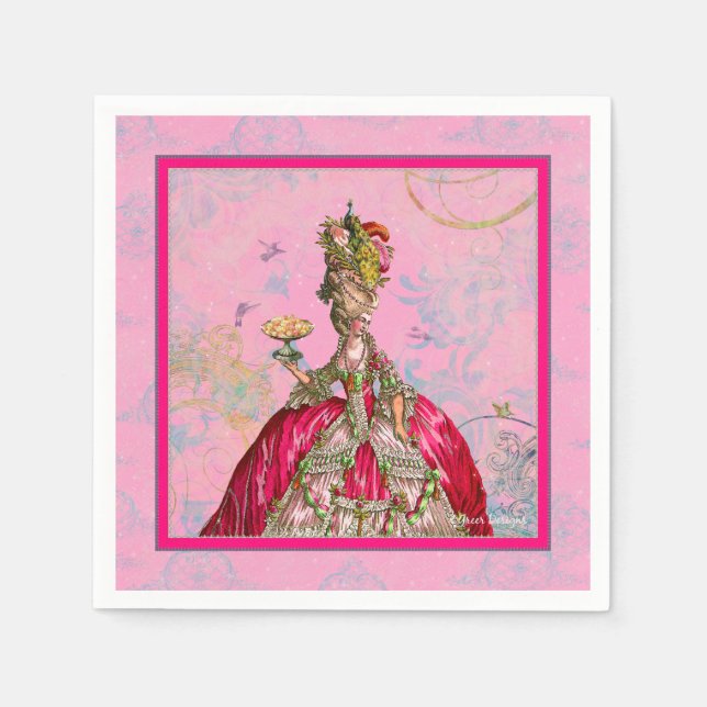Guardanapo De Papel Marie Antoinette Peacock Pink Napkins (Frente)
