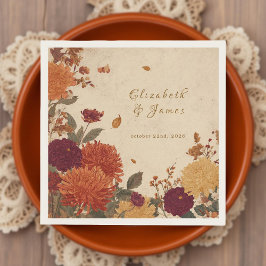 Guardanapo De Papel Marigold Border Rustic Boho Autumn Casamento Flora