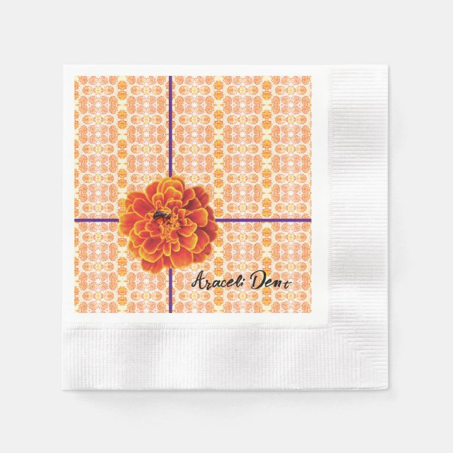 Guardanapo De Papel Marigolds e Bee Paper Napkin (Frente)