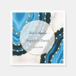 Guardanapo De Papel Marinho Azul Aquarela Agate Pearls Casamento