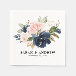 Guardanapo De Papel Marinho Azul Azul Azul Cor-de-rosa Rosa Botânica