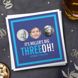 Guardanapo De Papel Marinho azul azul do céu 30 Três OH! aniversári