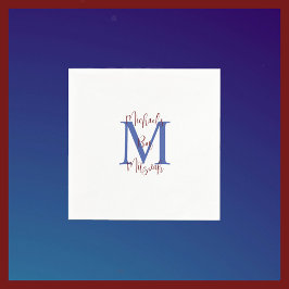 Guardanapo De Papel Marinho Azul Bar Branco Mitzvah Nome Monograma