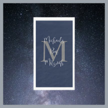 Marinho Azul Bar Branco Mitzvah Nome Monograma