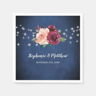 Guardanapo De Papel Marinho Azul Blush Cor-de-rosa Brilhante Luzes Ros