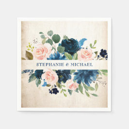 Guardanapo De Papel Marinho Azul Blush Rosa Rosa Rosa Russo Casamento 