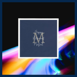 Guardanapo De Papel Marinho Azul Branco Feliz Nome Monograma