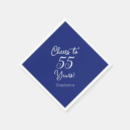 Guardanapo De Papel Marinho Azul Cheers para 55 anos 55 anos aniversár