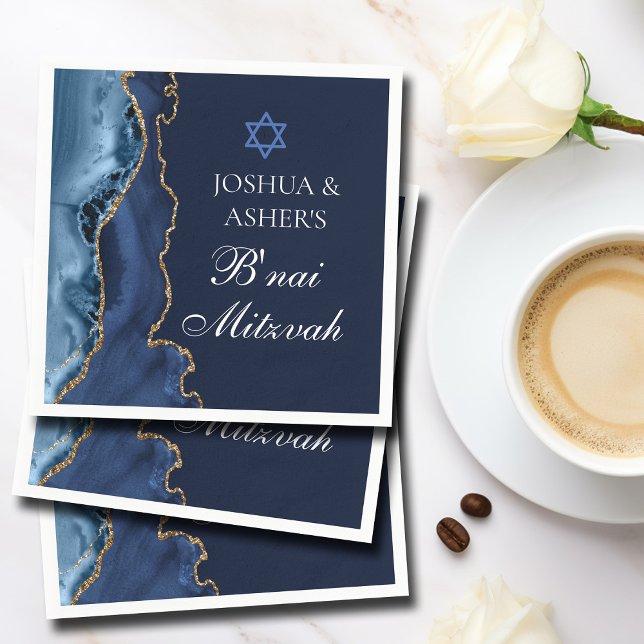 Guardanapo De Papel Marinho Azul Dourado B'nai Mitzvah Partido Elegant (Criador carregado)