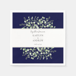 Guardanapo De Papel Marinho Azul Eucalyptus Juntos Para Casamento Nunc