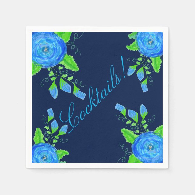 Guardanapo De Papel Marinho Azul Flor (Frente)