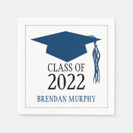 Guardanapo De Papel Marinho Azul Graduação Ano Escolar Mortarboard