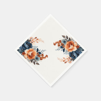 Guardanapo De Papel Marinho Azul Laranja Molar Floral