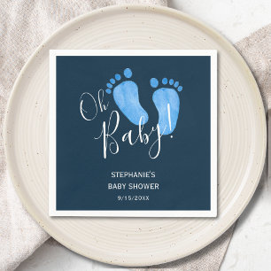 Guardanapo De Papel Marinho Azul Moderno, Baby Boy Chá de fraldas