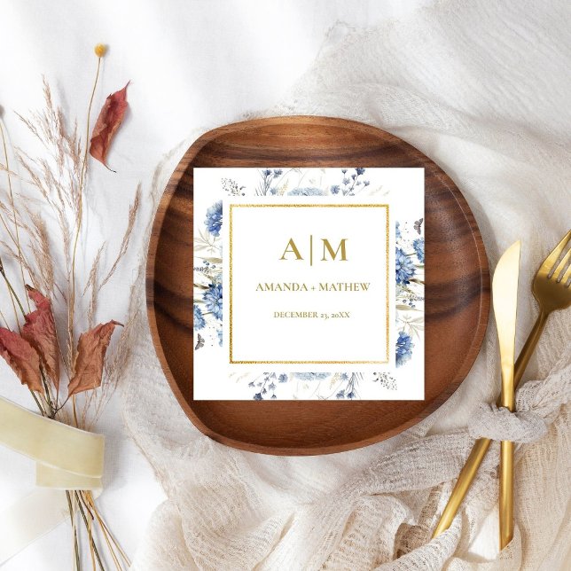 Guardanapo De Papel Marinho Azul Primavera Floral Bloom Casamento (Criador carregado)