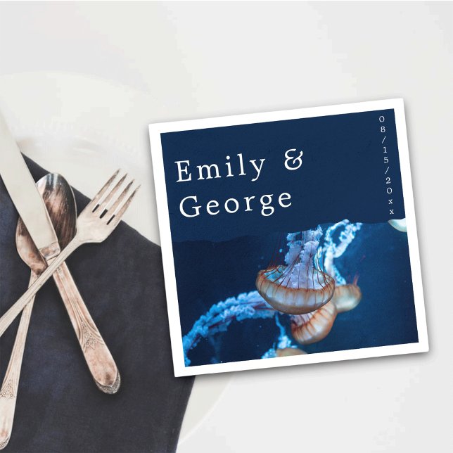 Guardanapo De Papel Marinho Azul Sob O Casamento Marítimo Náutico Da Á (Criador carregado)