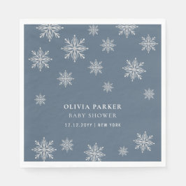 Guardanapo De Papel Marinho Blue Boho Winter Snowflake Chá de fraldas