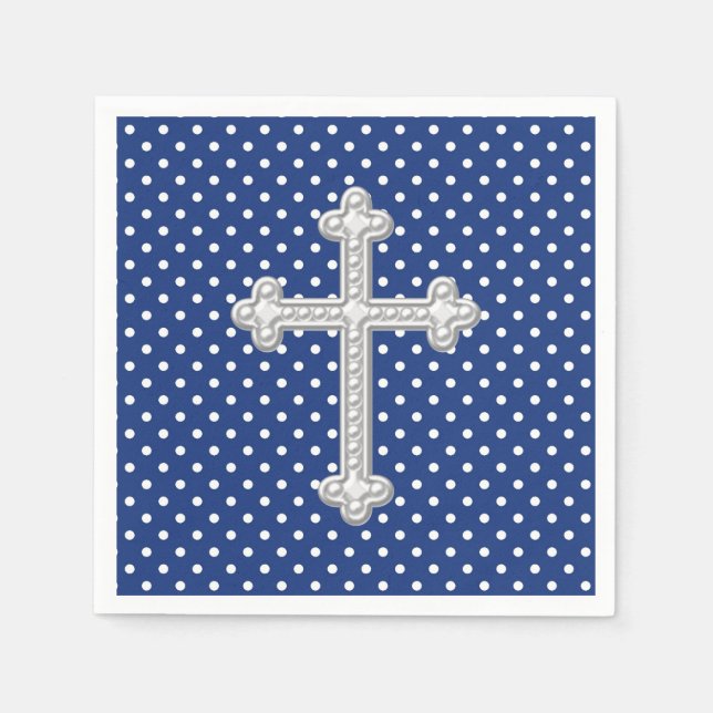 Guardanapo De Papel Marinho Blue Cross Christening (Frente)