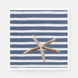 Guardanapo De Papel Marinho Blue e White Stripes Starfish
