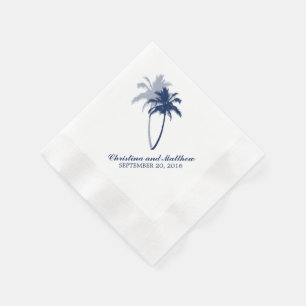Guardanapo De Papel Marinho Blue Palm Trees Beach Wedding