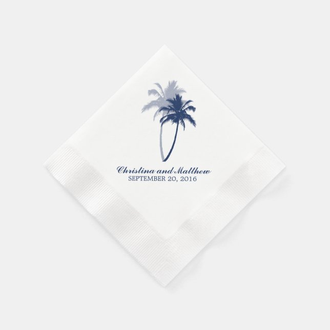 Guardanapo De Papel Marinho Blue Palm Trees Beach Wedes (Canto)