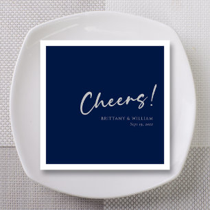 Guardanapo De Papel Marinho Blue Wedkins com Silver Cheers