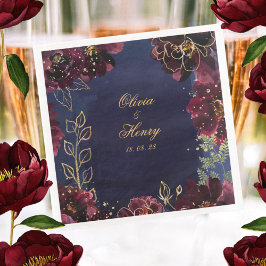 Guardanapo De Papel Marinho Bordeaux Casamento Quadrado De 5 Polegadas