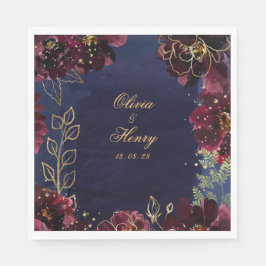 Guardanapo De Papel Marinho Bordeaux Wedding 6 Polegada Quadrada