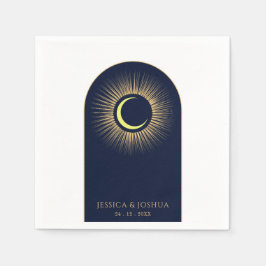 Guardanapo De Papel Marinho Celestial Arco Azul Sol Místico Lua Sun