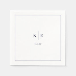 Guardanapo De Papel Marinho clássico Monograma Azul Casamento Nápoles