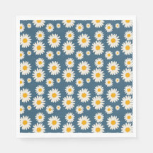 Marinho Daisy Floral Bohemian Padrão Botânico