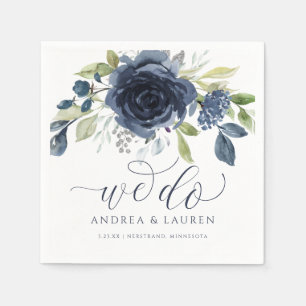 Guardanapo De Papel Marinho De Casamento Buquê Azul De Água Que Faze