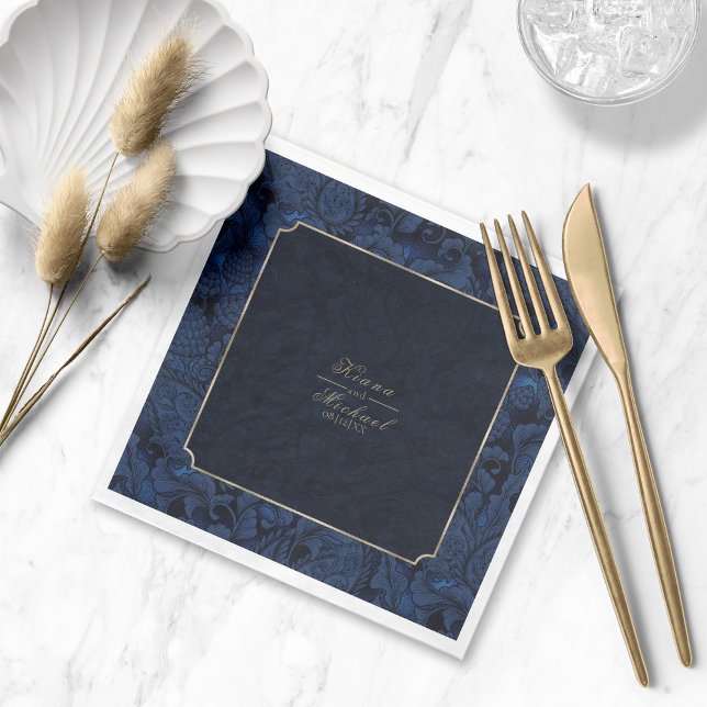 Guardanapo De Papel Marinho de Casamento de Paisley Blue ID767 Napkins (Criador carregado)