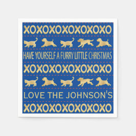 Guardanapo De Papel Marinho de Furto de Natal e Dourado