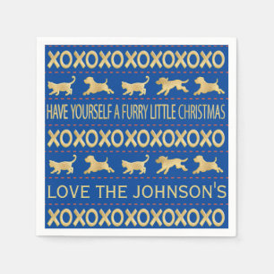 Guardanapo De Papel Marinho de Furto de Natal e Dourado