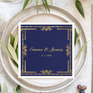 Guardanapo De Papel Marinho de luxo Napkin azul e Dourado