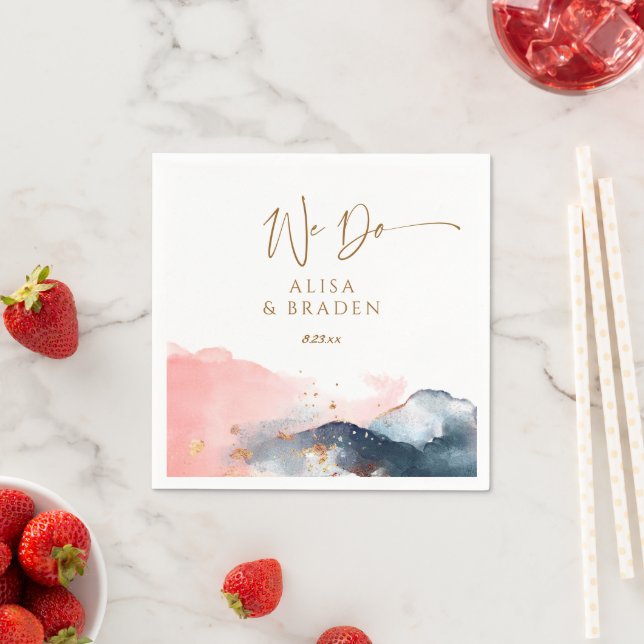 Guardanapo De Papel Marinho De Montanha Mágica Casada Rosa Azul Nós Fa (Insitu)