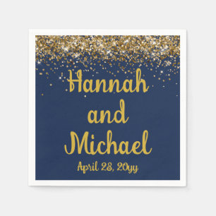 Guardanapo De Papel Marinho de Recepção de Casamento Personalizado e D