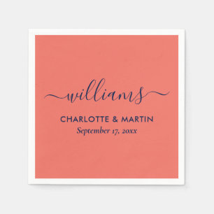 Guardanapo De Papel Marinho de Script Elegante Moderno Casamento Azul