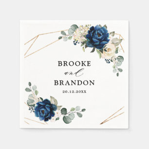 Guardanapo De Papel Marinho Dourado Champanhe Branco Casamento Geométr