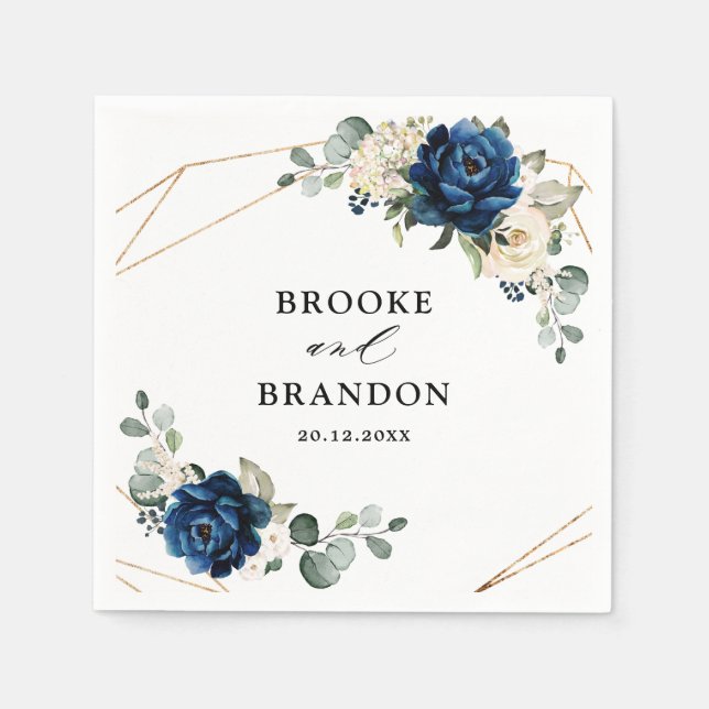 Guardanapo De Papel Marinho Dourado Champanhe Branco Casamento Geométr (Frente)