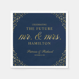 Guardanapo De Papel Marinho Dourado Futuro Sr. e Sra. Festa de noivado