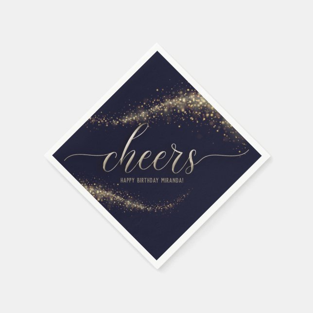 Guardanapo De Papel Marinho Dourado Glitter Confetti Saúde Aniversário (Canto)